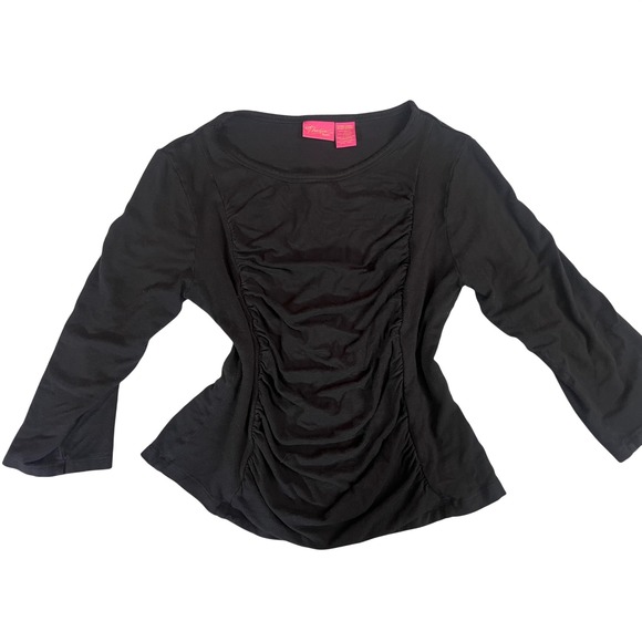 Thalia Sodi Tops - Thalia Sodi Ruched Front Top XL Minimalist Black 3/4 Sleeve Scoop Neck